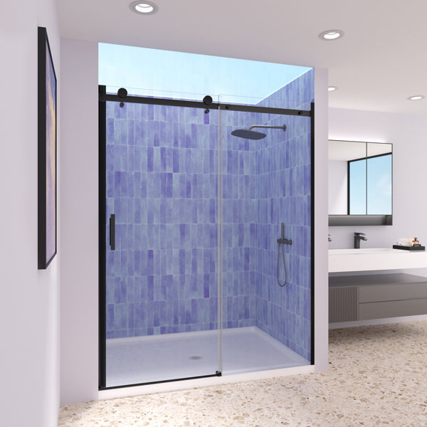 ACE DECOR 5054" W X 74" H Single Sliding Frameless Shower Door With